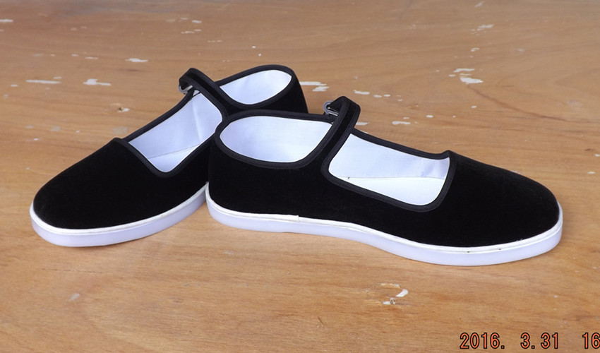 新款塑料底方口一带方口无带黑平绒布鞋男女式布鞋塑料底平底布鞋