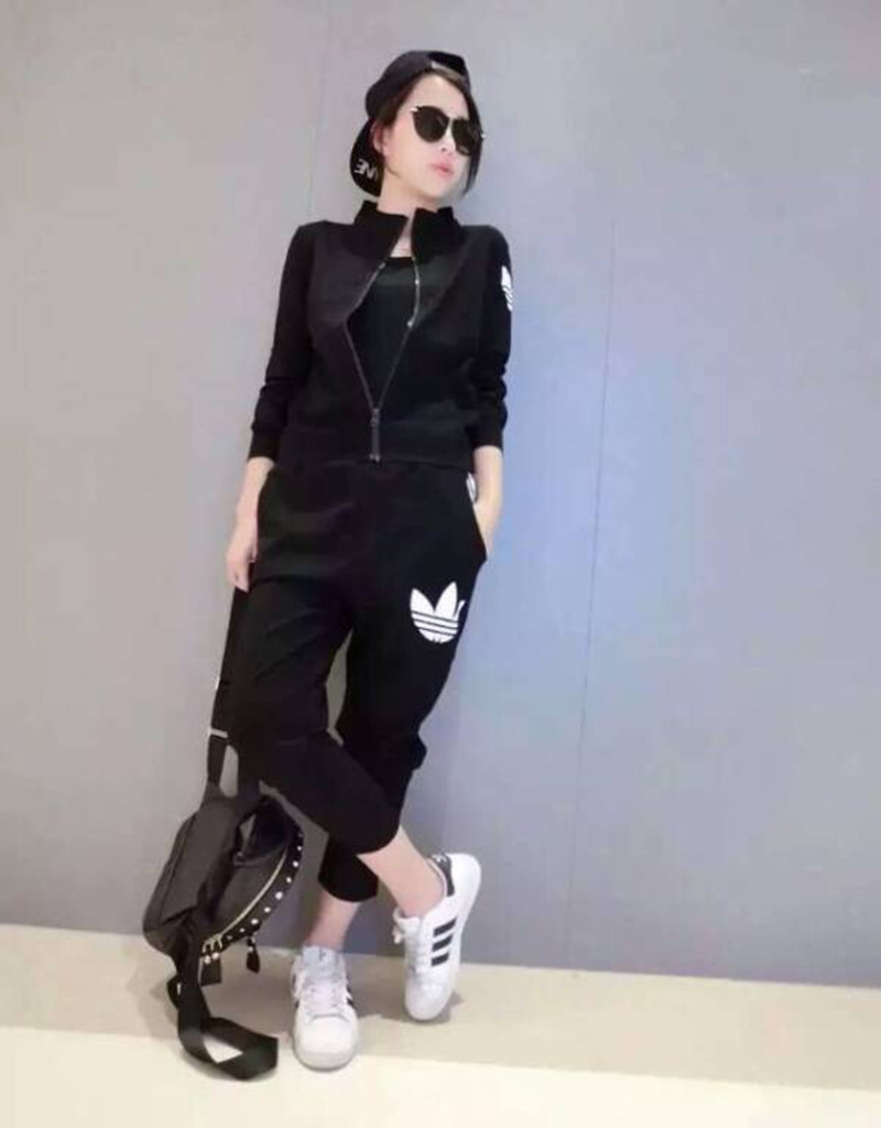 贝妮鹿2015秋装新款三叶草套装秋冬卫衣纯棉修身休闲运动服 蓝色 M