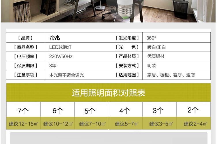 帝帛照明 环保节能灯具灯饰通用3WLED灯泡 3WLED灯泡 节能环保