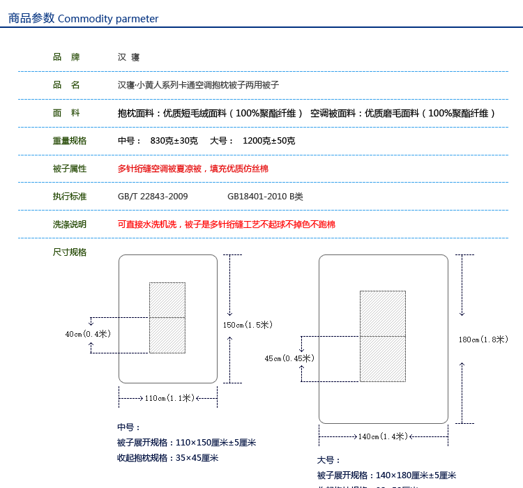 汉寝 卡通两用抱枕被 汽车沙发靠枕腰垫 秋冬保暖空调毯子 办公室午休被子枕头 小黄人礼物 大卫两用空调被 大号涤布展开140x185厘米)
