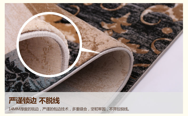 东升地毯 法斯特土耳其进口 现代简约茶几沙发卧室床边床前飘窗大地毯地垫 038A灰 160x230cm