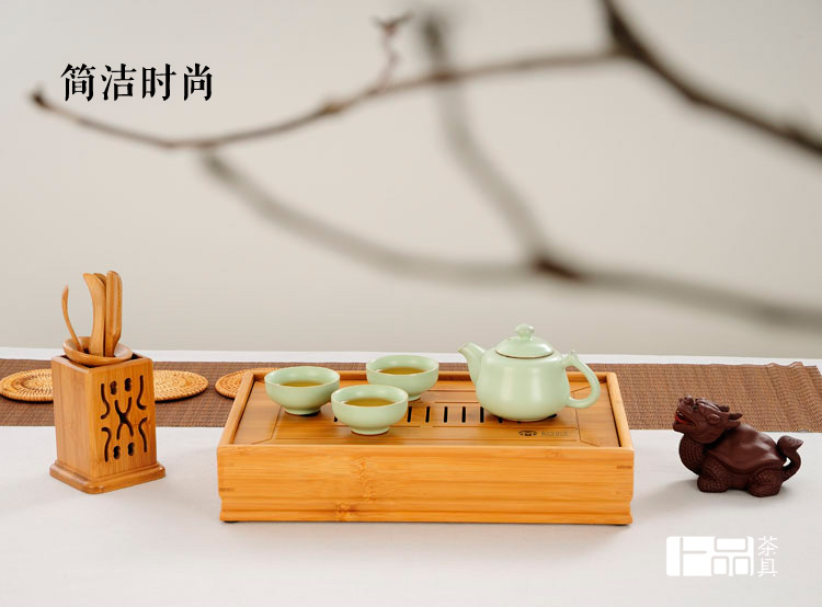 
                                        茗匠 小箱式储水茶盘 竹制茶盘  实木茶台茶海 功夫茶具 大中小号 大号40X28                