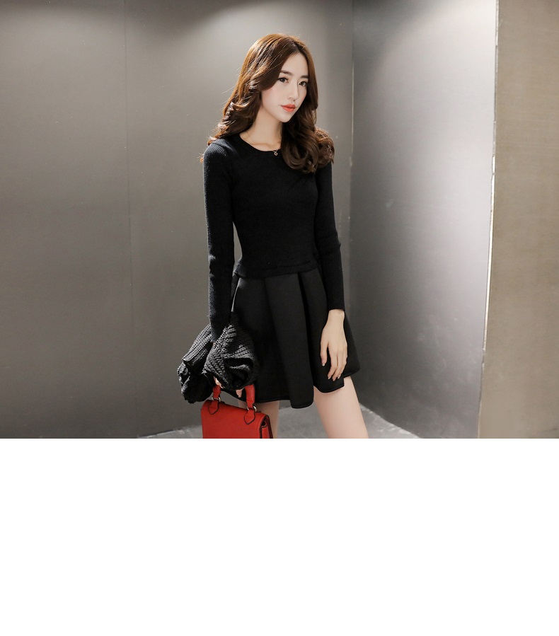 佳衣名品 2015冬季新款针织连衣裙两件套 T5828 灰色 M