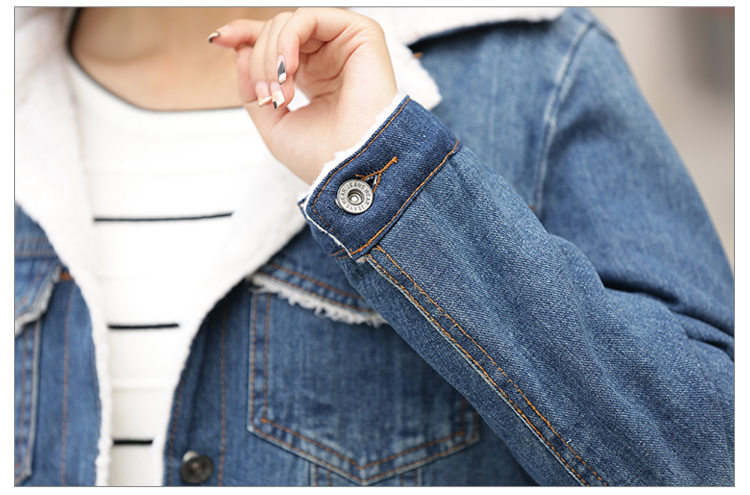 婉洛2015秋冬新款女装加厚短款牛仔棉服外套NRJ7083 蓝色 S