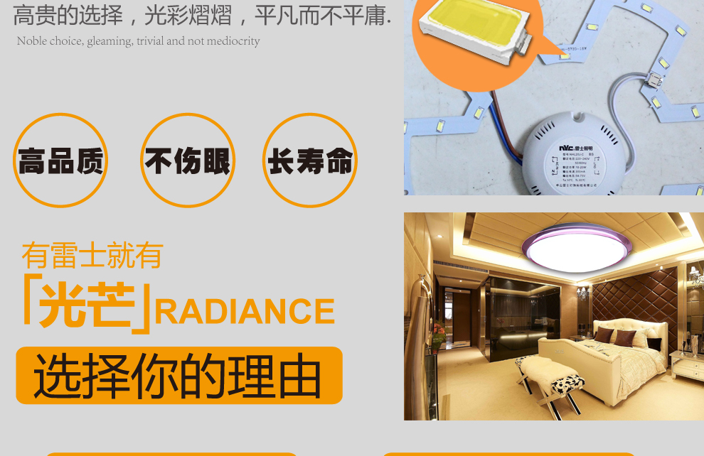 雷士照明（NVC）LED吸顶灯改造灯板 圆形正白光灯盘灯管灯条光源 正白光 12W