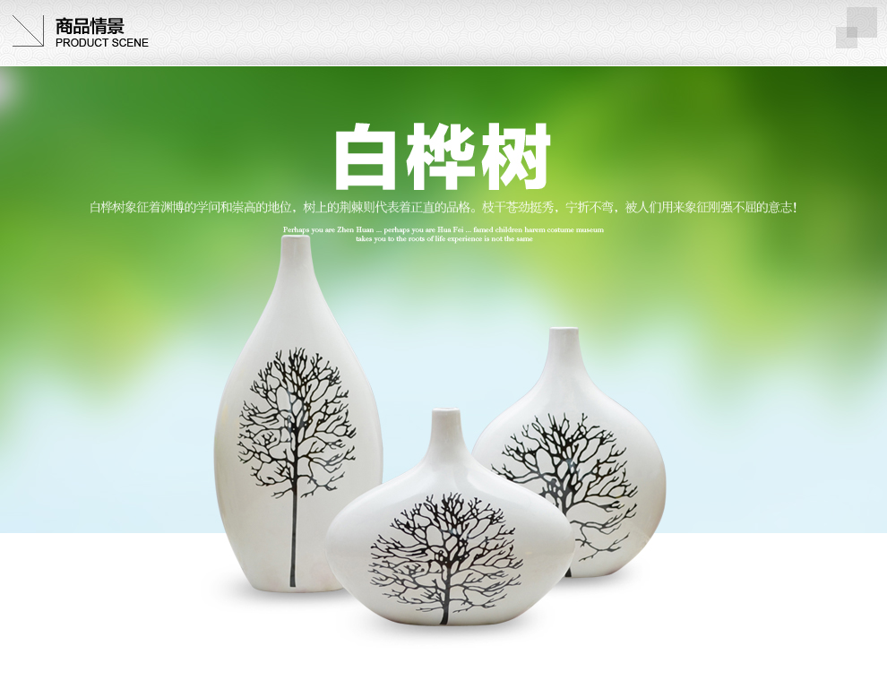 
                                        景德镇陶瓷器时尚简约家居工艺品客厅摆件家居酒柜装饰品摆设花插 白桦树B010                
