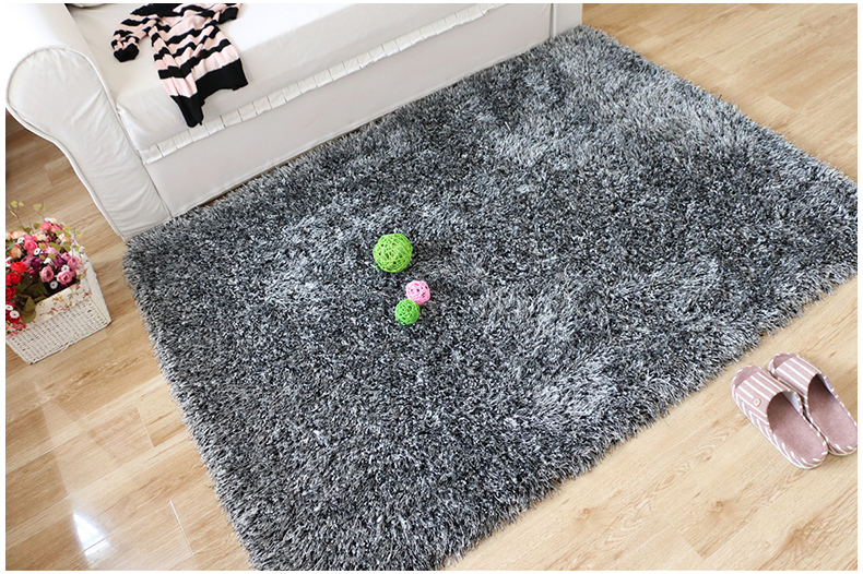 舒彩 地毯 客厅卧室茶几地毯混纺加厚6cm弹力丝地毯可定做 70CM*140CM 浅灰色K12 50CMx80CM