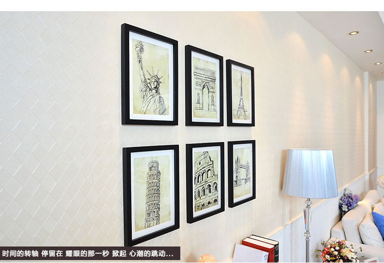 
                                        梓晨 实木照片墙 相框 实木 客厅宜家墙面装饰画相片墙 相框创意组合HD-136 黑色                
