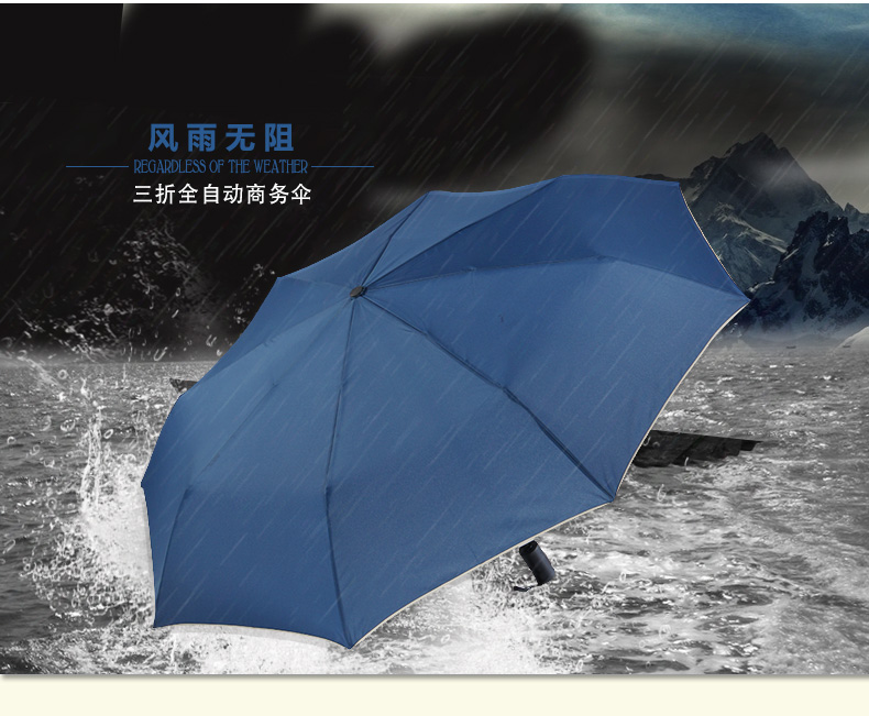 太阳城(SUN CITY)男女商务雨伞三折全自动开收双人折叠防风伞CF013   黑色