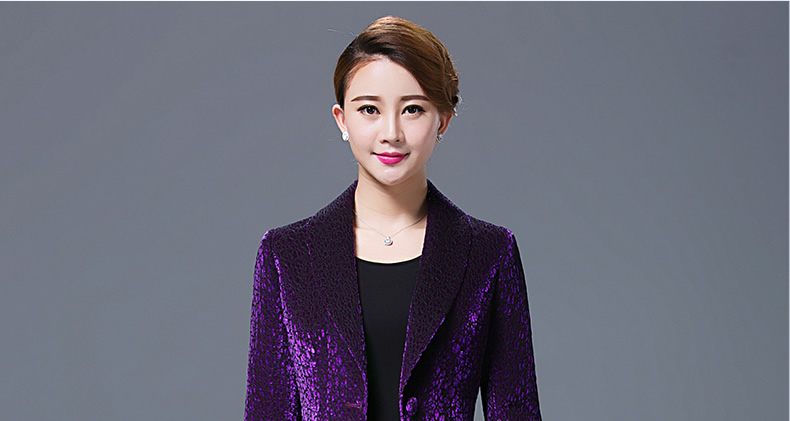宝莲果2015秋季新款中年小西装女装外套大码气质修身宴会短外套 暗紫色 XL