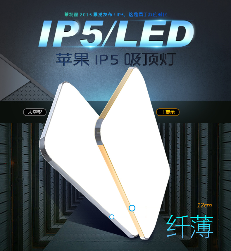 蒙特丽 客厅灯卧室灯餐厅灯书房吸顶灯IP5 现代简约LED灯具 非常薄苹果(B 66*42cm (24w白光led)