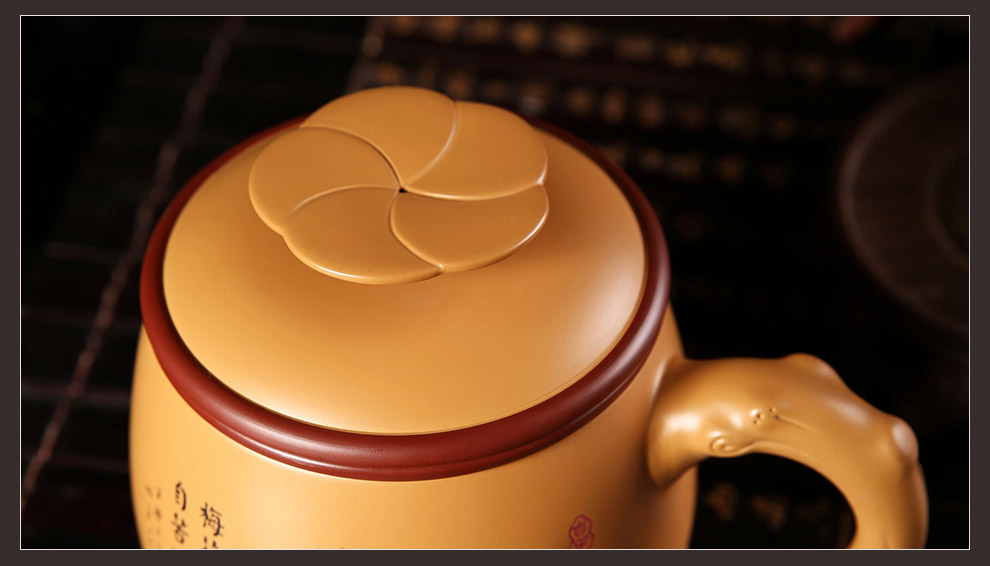 
                                                            尊壶 宜兴梅兰竹菊紫砂杯475ml 蟹黄泥三件杯紫砂茶杯泡茶杯紫砂盖杯带盖过滤 单色竹                