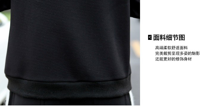 翠美 2015秋冬韩版修身气质百搭个性连帽领口条纹拼接卫衣长裤套装女 两件套 白色 M