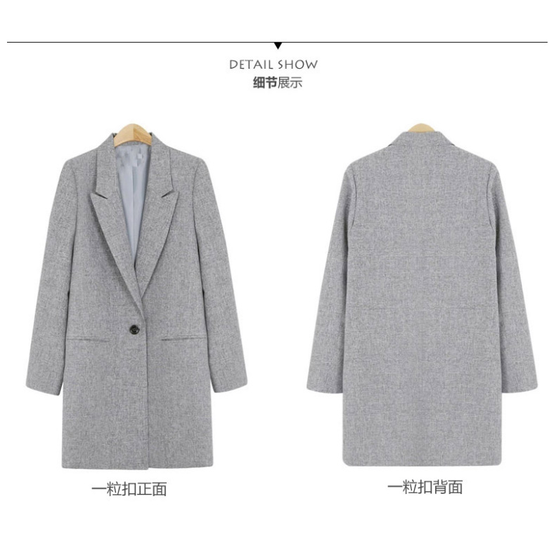 珑允2015秋装新款小西服休闲外套韩版中长款修身显瘦薄西装女 灰色 XL