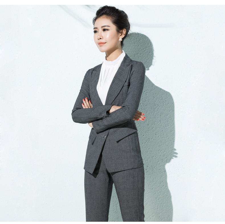 轻奢时尚品牌女装 诺威珂2015秋冬新款长袖修身女士正装裤西装职业女装套 黑西装+黑西裤 S
