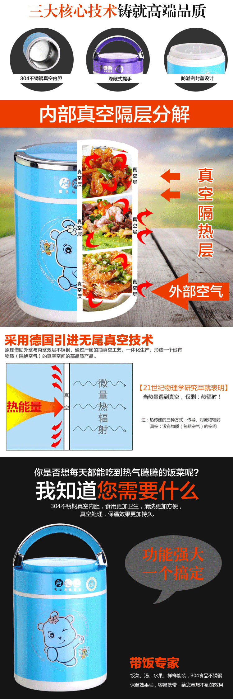
                                        阿饭达6号pro 304不锈钢饭盒提锅焖烧锅真空保温桶可爱创意密封防溢便当盒餐盒 1.4L白色                