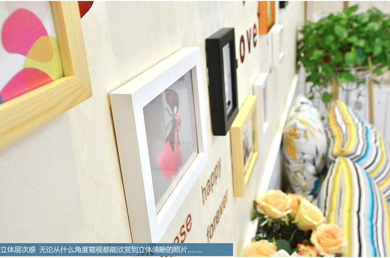 
                                        古笛 进口实木照片墙+Love墙贴 家居创意组合 相片墙相框墙 HD841 异形白原                