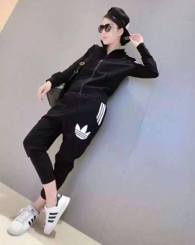贝妮鹿2015秋装新款三叶草套装秋冬卫衣纯棉修身休闲运动服 蓝色 M