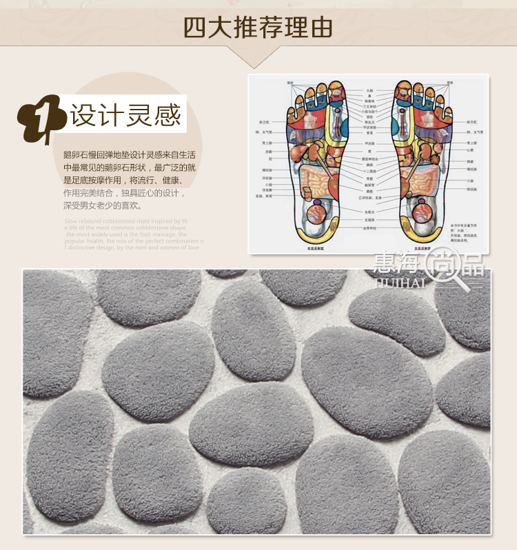 大达 纯色慢回弹地垫浴室进门吸水防滑门垫脚垫 WX003石纹灰色 40*60