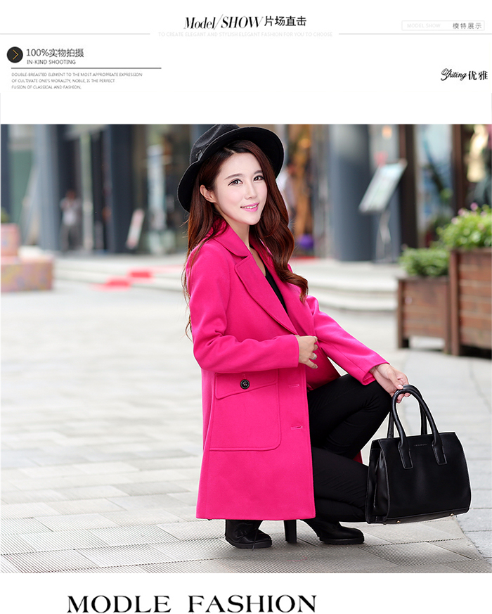 Town Lips羊毛韩版毛呢外套大衣女中长款欧美披肩6072 果绿色 L码