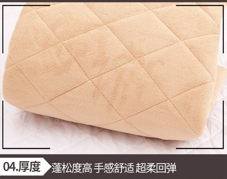 
                                        盛佳家纺棉花绒加厚床垫子学生单人宿舍床褥子榻榻米双人床垫 暖咖色 180cm*200cm                