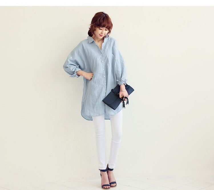 Estee Lauder year Ting 2015 spring and summer new thick mm mandatory Korean fashion summer and autumn the softness relaxed the long-sleeved shirt, blue 8002 are code pictures, price, brand platters! Elections are good character, the national distribution, so why buy now enjoy more preferential! Health