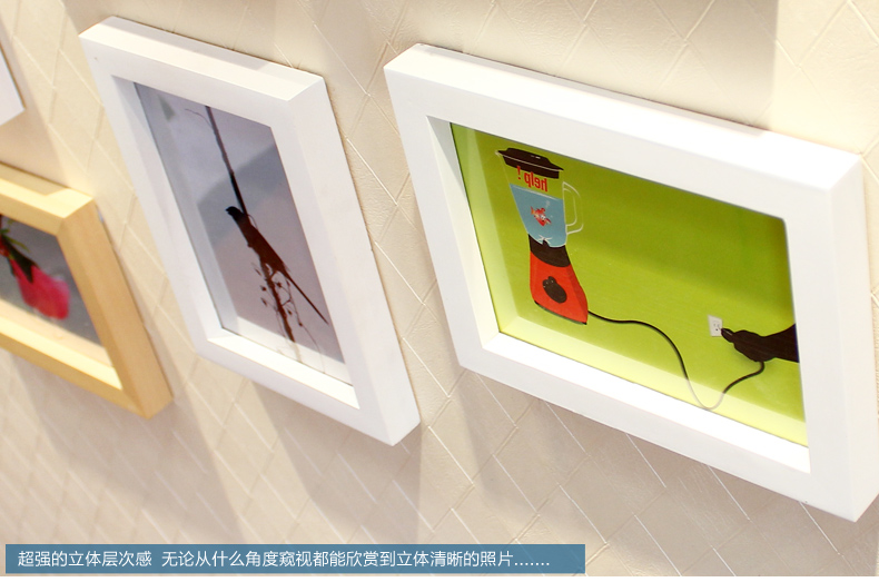 
                                        古笛 进口实木照片墙 时尚家居饰品 相片墙相框墙 创意组合HD-771 菱形黑白原胡                