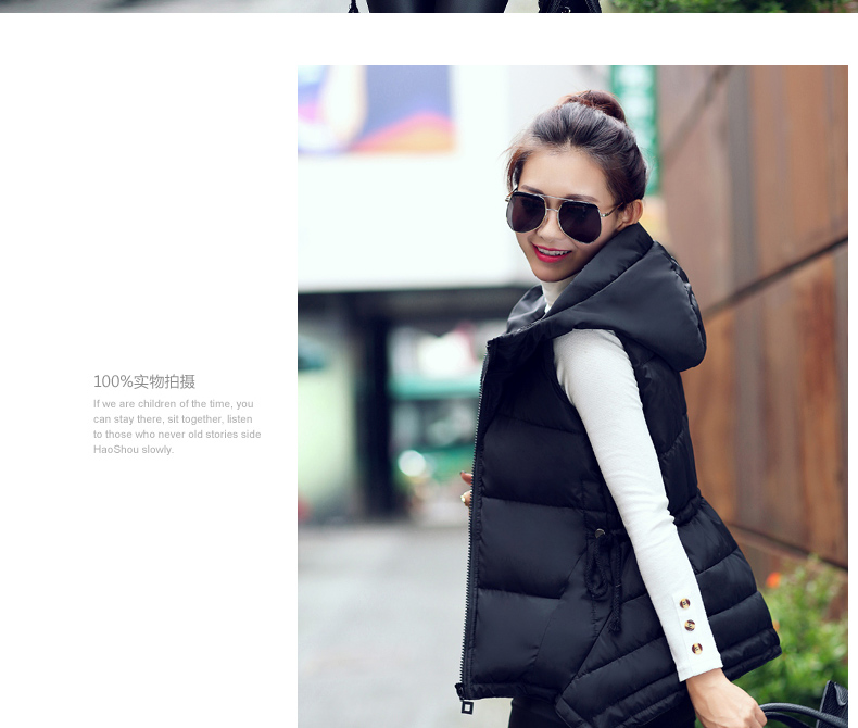 乐萌狼2015冬季新款韩版时尚修身羽绒棉服马甲中长连帽女背心Q15801 黄色 XXL