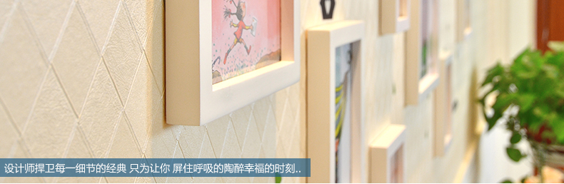 
                                        古笛 实木照片墙 清新小鸟墙贴钟表相框组合 相框墙相片墙HD-0143 白原几米抽象组合                