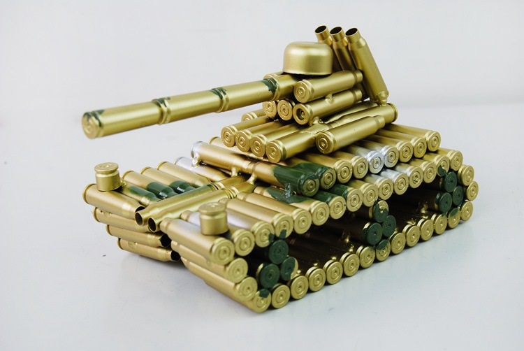 刻沫 弹壳坦克模型摆件 子弹壳工艺品 兵哥哥军迷纪念