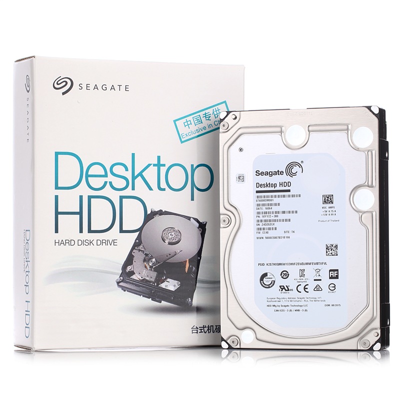 希捷(SEAGATE)6TB 7200转128M SATA3 台式机硬盘(ST6000DM001)
