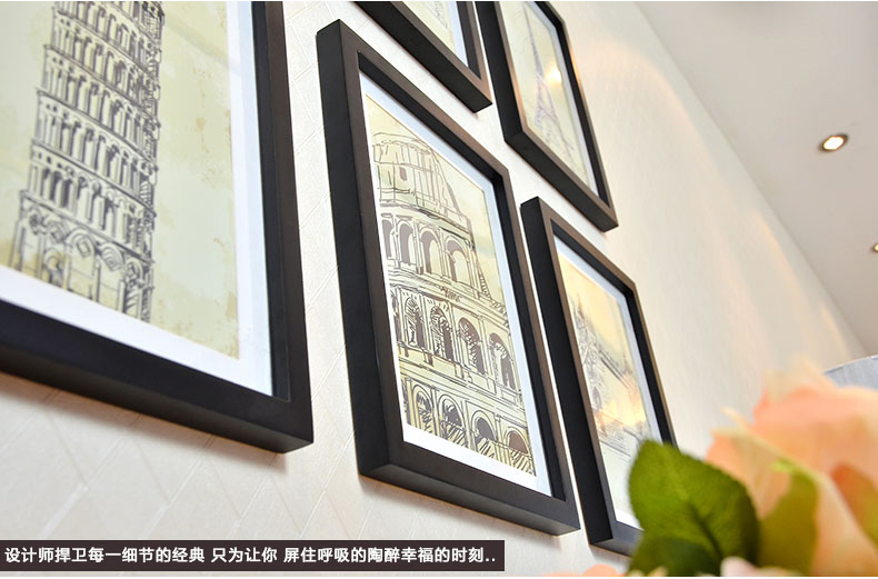 
                                        梓晨 实木照片墙 相框 实木 客厅宜家墙面装饰画相片墙 相框创意组合HD-136 黑色                