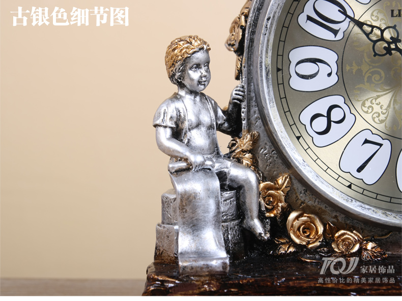 
                                                            丽盛（LISHENG）欧式复古坐钟家居装饰品静音摆钟时尚台面钟创意座钟时钟 白色                