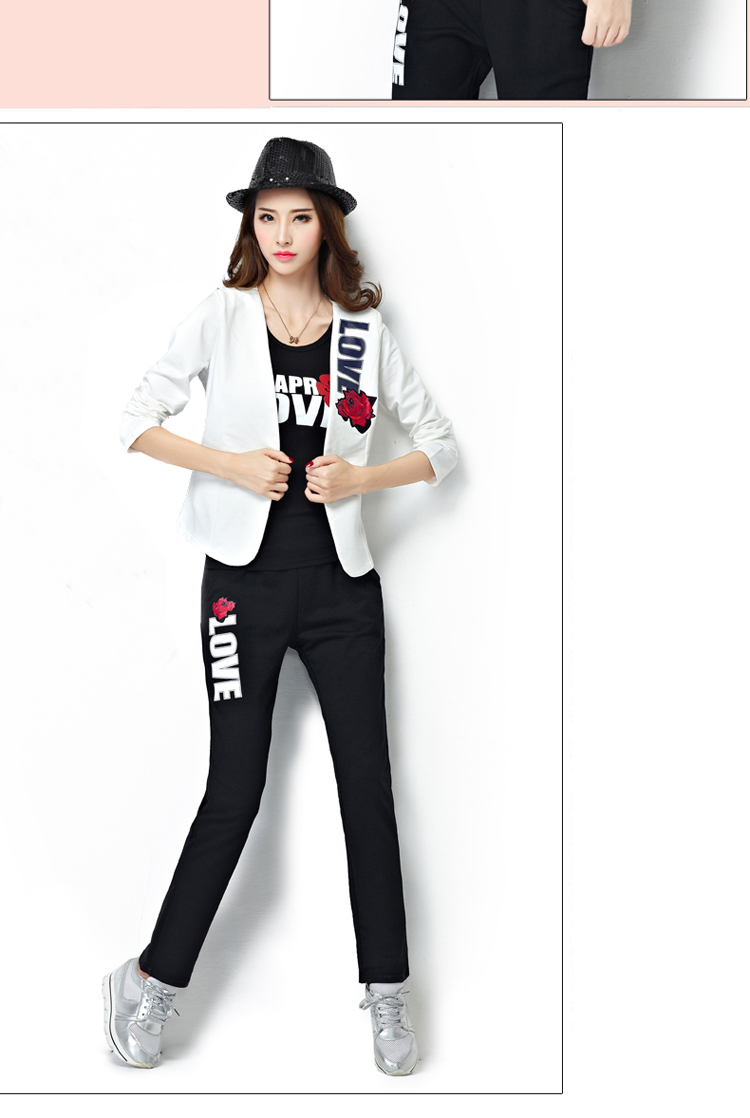 琪图2015秋装新款时尚休闲运动三件套西装外套女 黄色 XL
