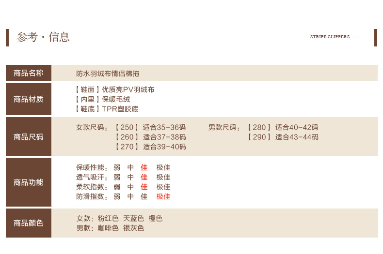 轩臣 防水羽绒布秋冬季情侣棉拖鞋 男女保暖鞋居家棉鞋 深咖啡 290/适合43-44码