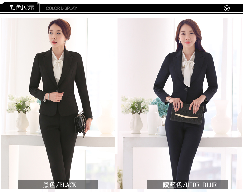 
                                        曼彩蝶2015秋冬职业工作服装面试装正装女士西服短裙  长裤 黑色 XXL                