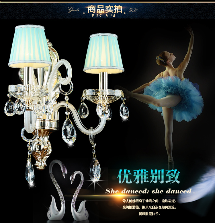 
                                        华艺灯饰 欧式奢华锌合金水晶灯 壁灯客厅卧室过道壁灯 DB37 壁灯 2头                