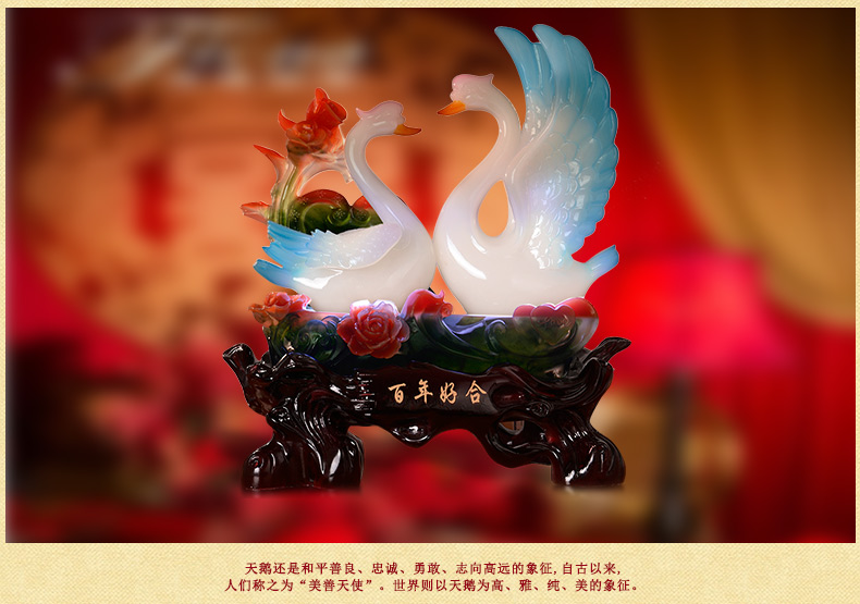 九尊堂 天鹅摆件客厅电视柜家居装饰工艺品结婚礼物装饰摆件送闺蜜朋友新婚庆礼品 鸳鸯百年好合大号172a1