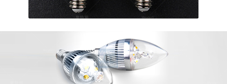 蒙特丽省电王 4支装LED尖灯泡3w E14小口 白光