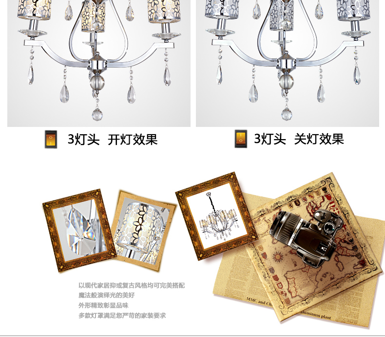 泽立蜡烛水晶灯 美式吊灯 铁艺吊灯 客厅灯 卧室灯 餐吊灯 水晶灯 美式风格 ZL8023-8头
