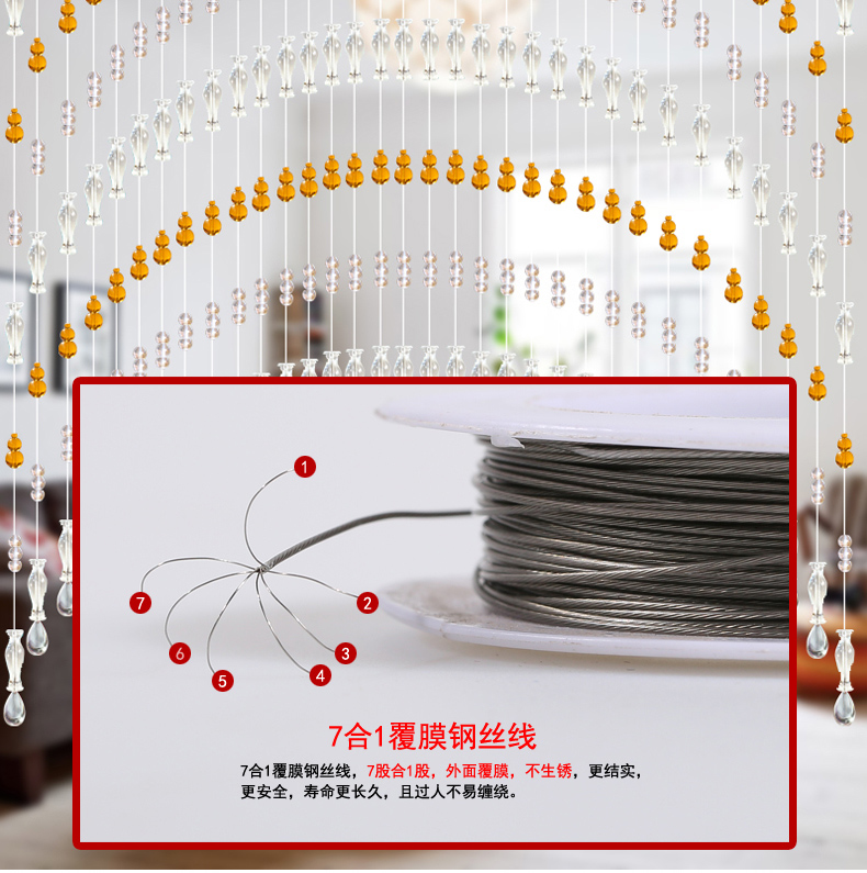 小雏菊三学士 水晶珠帘隔断帘客厅玄关水晶屏风水晶门帘装饰水晶帘 定制 琥珀 30条 拱形 适合门宽0.5-1.5米