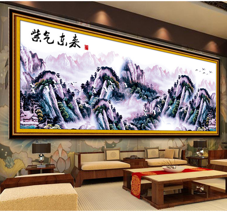 
                                        鸿胤蒙娜丽莎粘钻十字绣钻石秀满钻新款钻石画紫气东来5D钻石绣贴钻画客厅风景画系列砖石画点钻 Z327(MK1235) 长1.86米*宽0.69米                