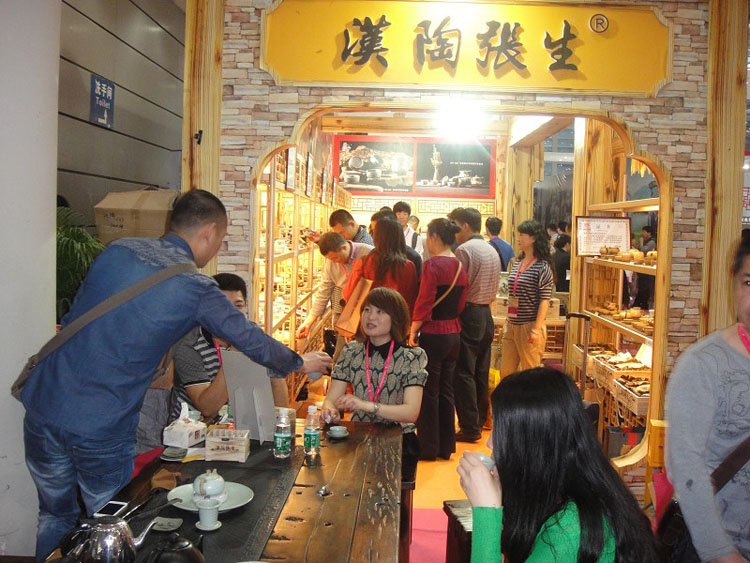祥茹茗品汉陶张生厂家直销陶瓷茶具礼盒包装 手彩青花陶梅花盖碗茶备