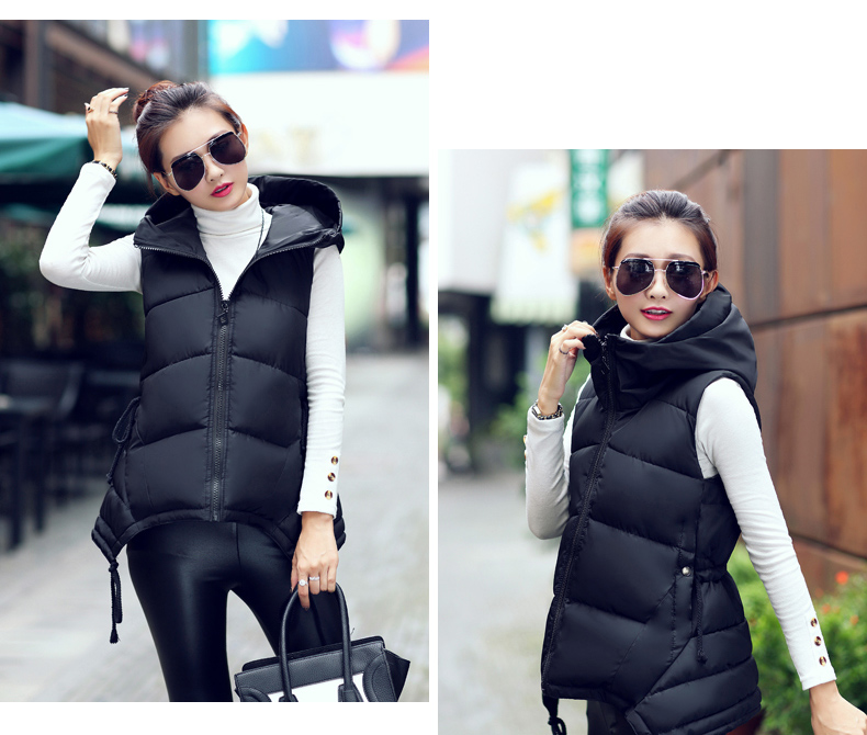 乐萌狼2015冬季新款韩版时尚修身羽绒棉服马甲中长连帽女背心Q15801 黄色 XXL