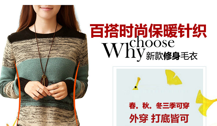 凌客leecoo2015秋冬新品毛衣大码女装针织衫女套头 SZ1026 湖蓝色 均码