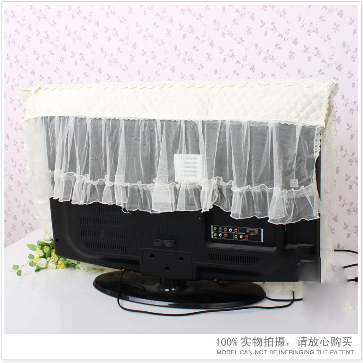 
                                        欣巢 47液晶电视机罩42英寸60挂式48防尘套55布艺蕾丝32欧式盖电视套罩件 50寸 米黄色四叶梅 50寸                