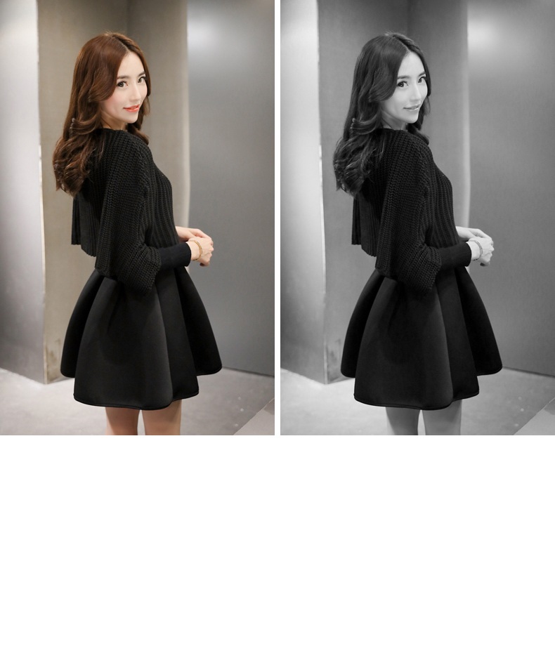 佳衣名品 2015冬季新款针织连衣裙两件套 T5828 灰色 M