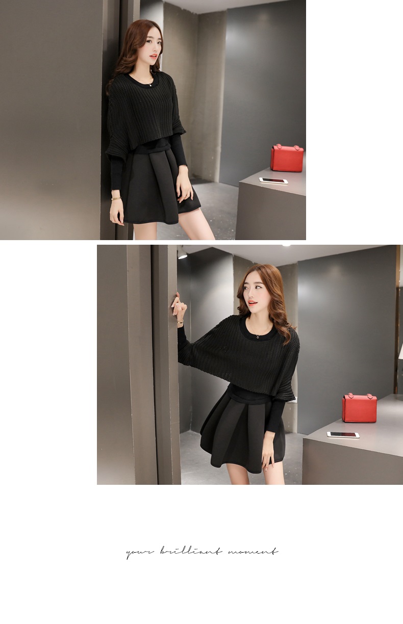 佳衣名品 2015冬季新款针织连衣裙两件套 T5828 灰色 M