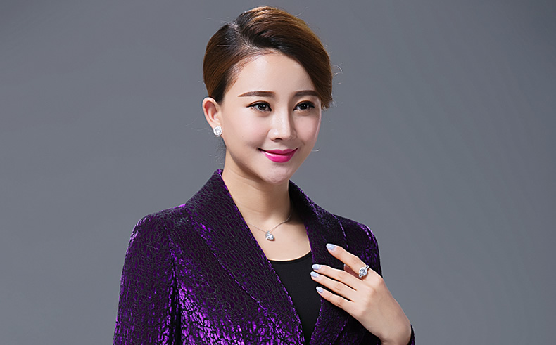 宝莲果2015秋季新款中年小西装女装外套大码气质修身宴会短外套 暗紫色 XL