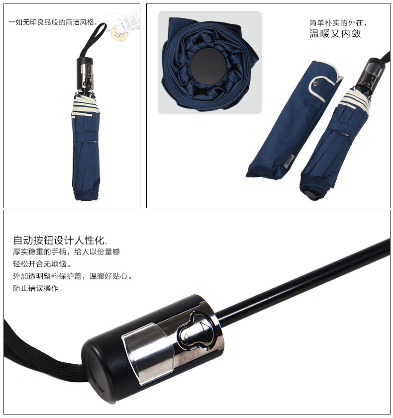 太阳城(SUN CITY)男女商务雨伞三折全自动开收双人折叠防风伞CF013   黑色